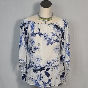Alessia Pacini White Linen Blouse SZ M